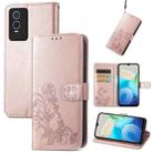 For Vivo Y76s Four-leaf Clasp Embossed Leather Phone Case(Rose Gold) - 1