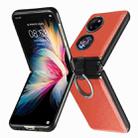 For Huawei P50 Pocket Litchi Pattern Ring Buckle Folding Phone Case(Orange) - 1