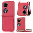 For Huawei P50 Pocket Litchi Pattern Card Folding Phone Case(Red) - 1