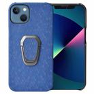 For iPhone 13 Ring Holder Honeycomb PU Phone Case(Navy Blue) - 1