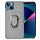 For iPhone 13 Ring Holder Honeycomb PU Phone Case(Grey) - 1