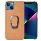 For iPhone 13 Ring Holder Honeycomb PU Phone Case(Orange) - 1