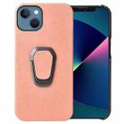 For iPhone 13 Ring Holder Honeycomb PU Phone Case(Pink) - 1