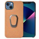 For iPhone 13 mini Ring Holder Honeycomb PU Phone Case (Orange) - 1