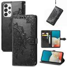 For Samsung Galaxy A53 5G Mandala Flower Embossed Flip Leather Phone Case(Black) - 1