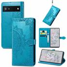 For Google Pixel 6a Mandala Flower Embossed Flip Leather Phone Case(Blue) - 1