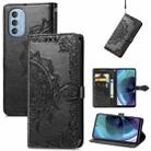 For Motorola Moto G51 Mandala Flower Embossed Flip Leather Phone Case(Black) - 1