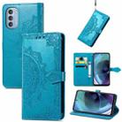 For Motorola Moto G51 Mandala Flower Embossed Flip Leather Phone Case(Blue) - 1