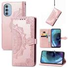 For Motorola Moto G51 Mandala Flower Embossed Flip Leather Phone Case(Rose Gold) - 1