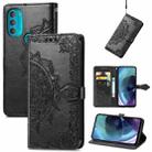 For Motorola Moto G71 5G Mandala Flower Embossed Flip Leather Phone Case(Black) - 1