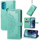 For Motorola Moto G71 Mandala Flower Embossed Flip Leather Phone Case(Green) - 1