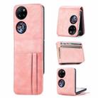 For Huawei P50 Pocket Wallet Card Folding Phone Case(Pink) - 1
