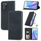 For OPPO Reno7 5G Retro Skin Feel Magnetic Flip Leather Case(Black) - 1