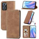 For OPPO Reno7 5G Retro Skin Feel Magnetic Flip Leather Case(Brown) - 1