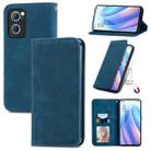 For OPPO Reno7 5G Retro Skin Feel Magnetic Flip Leather Case(Blue) - 1