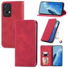 For OPPO Reno7 Pro 5G Retro Skin Feel Magnetic Flip Leather Case(Red) - 1