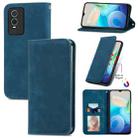 For vivo Y76s Retro Skin Feel Magnetic Flip Leather Case(Blue) - 1