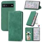 For Google Pixel 6a Retro Skin Feel Magnetic Horizontal Flip Leather Phone Case(Green) - 1