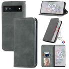 For Google Pixel 6a Retro Skin Feel Magnetic Horizontal Flip Leather Phone Case(Grey) - 1