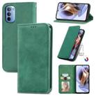 For Motorola Moto G31 Retro Skin Feel Magnetic Horizontal Flip Leather Phone Case(Green) - 1