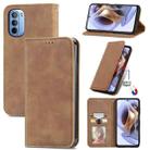 For Motorola Moto G31 Retro Skin Feel Magnetic Horizontal Flip Leather Phone Case(Brown) - 1