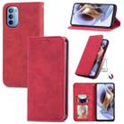 For Motorola Moto G31 Retro Skin Feel Magnetic Horizontal Flip Leather Phone Case(Red) - 1