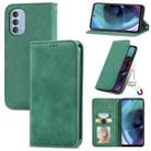 For Motorola Moto G51 Retro Skin Feel Magnetic Horizontal Flip Leather Phone Case(Green) - 1