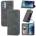 For Motorola Moto G51 Retro Skin Feel Magnetic Horizontal Flip Leather Phone Case(Grey) - 1