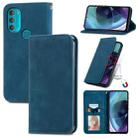 For Motorola Moto G71 5G Retro Skin Feel Magnetic Horizontal Flip Leather Phone Case(Blue) - 1