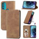 For Motorola Moto G71  5GRetro Skin Feel Magnetic Horizontal Flip Leather Phone Case(Brown) - 1