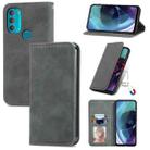 For Motorola Moto G71 5G Retro Skin Feel Magnetic Horizontal Flip Leather Phone Case(Grey) - 1