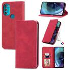 For Motorola Moto G71 5G Retro Skin Feel Magnetic Horizontal Flip Leather Phone Case(Red) - 1