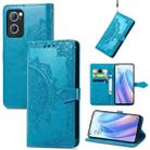 For OPPO Reno7 5G Mandala Flower Embossed Flip Leather Phone Case(Blue) - 1