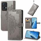 For OPPO Reno7 Pro 5G Mandala Flower Embossed Flip Leather Phone Case(Grey) - 1