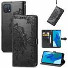 For OPPO A16K Mandala Flower Embossed Flip Leather Phone Case(Black) - 1