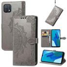 For OPPO A16K Mandala Flower Embossed Flip Leather Phone Case(Grey) - 1