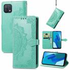 For OPPO A16K Mandala Flower Embossed Flip Leather Phone Case(Green) - 1