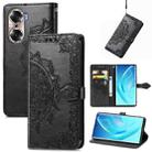 For Honor 60 Mandala Flower Embossed Flip Leather Phone Case(Black) - 1