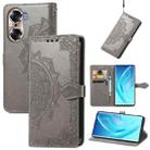 For Honor 60 Mandala Flower Embossed Flip Leather Phone Case(Grey) - 1