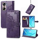 For Honor 60 Mandala Flower Embossed Flip Leather Phone Case(Purple) - 1