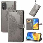 For Honor X10 Max 5G Mandala Flower Embossed Flip Leather Phone Case(Grey) - 1