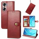 For Honor 60 Solid Color Leather Buckle Phone Case(Red) - 1