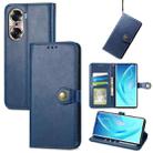 For Honor 60 Solid Color Leather Buckle Phone Case(Blue) - 1