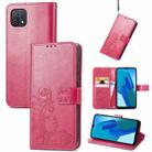For OPPO A16K Four-leaf Clasp Embossed Buckle Leather Phone Case(Magenta) - 1