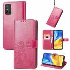 For Honor X10 Max 5G Four-leaf Clasp Embossed Buckle Leather Phone Case(Magenta) - 1