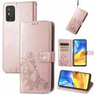 For Honor X10 Max 5G Four-leaf Clasp Embossed Buckle Leather Phone Case(Rose Gold) - 1