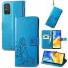 For Honor X10 Max 5G Four-leaf Clasp Embossed Buckle Leather Phone Case(Blue) - 1