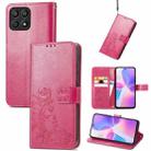 For Honor X30i Four-leaf Clasp Embossed Buckle Leather Phone Case(Magenta) - 1