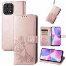 For Honor X30i Four-leaf Clasp Embossed Buckle Leather Phone Case(Rose Gold) - 1