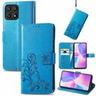 For Honor X30i Four-leaf Clasp Embossed Buckle Leather Phone Case(Blue) - 1